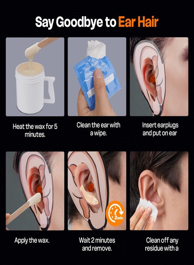 Wokaar Ear Hair Removal Kit for Nose and Eyebrow | 100 g Wax, 30 Sticks | Nose Wax Kit for Men and Women | Includes Balm Wipes,Earplugs, Ear Protectors | Lasts up to 5 Weeks | No Microwave Needed - Image 4